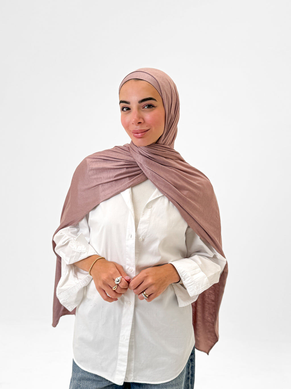 Comfort Lycra Scarf With Matching Cap  - Browniesh Pink