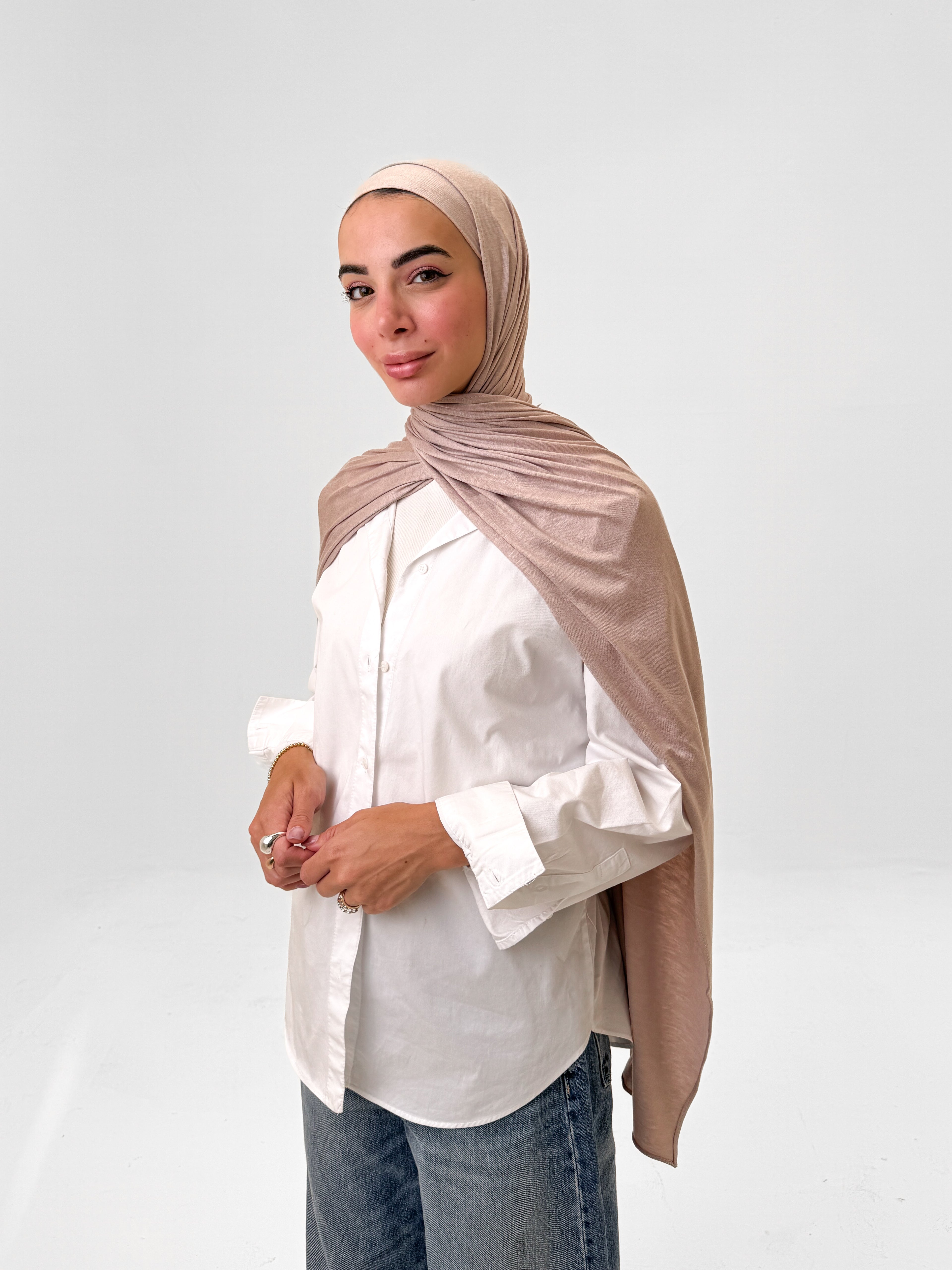Comfort Lycra Scarf With Matching Cap - Nude Pink
