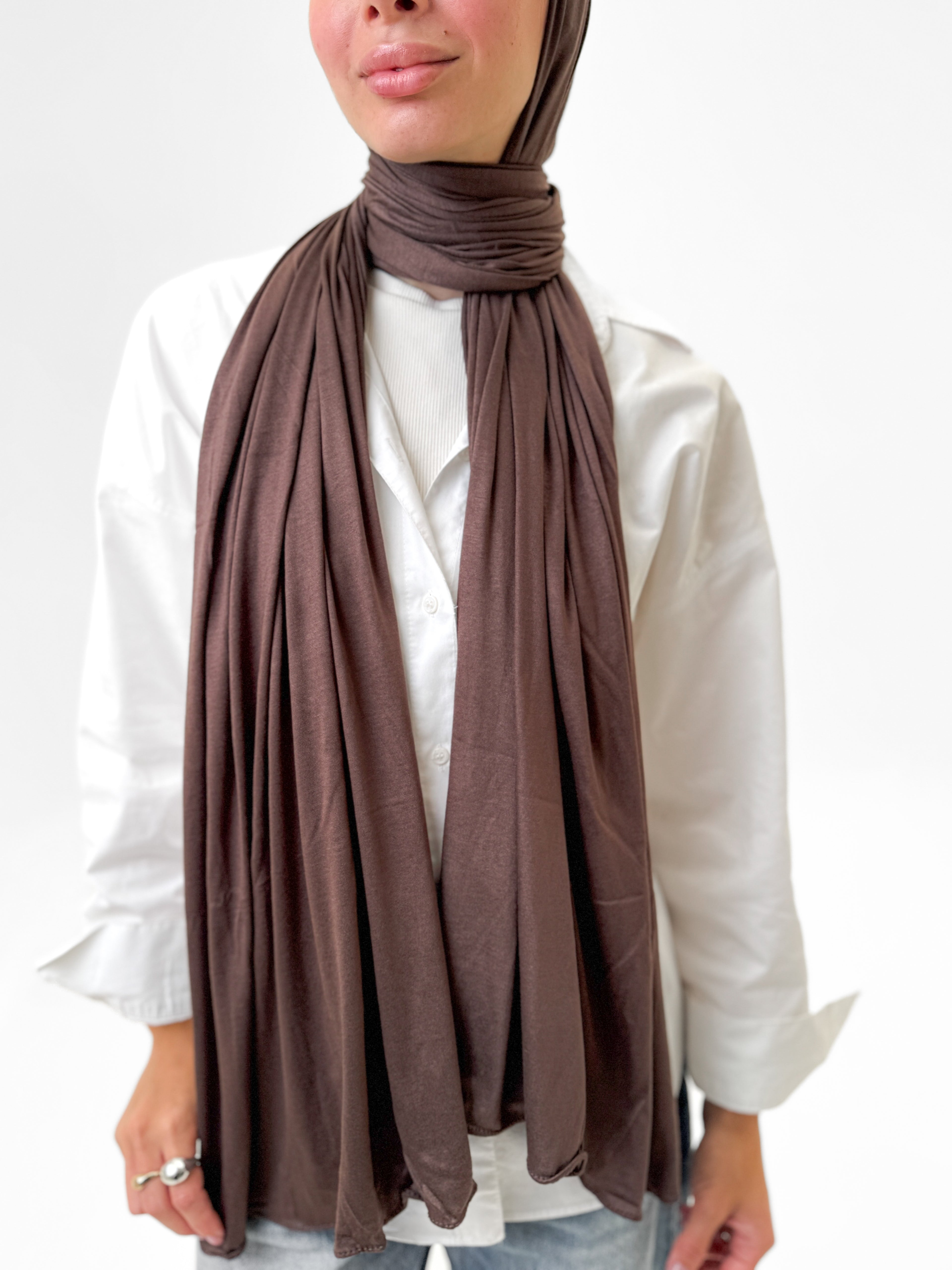Comfort Lycra Scarf With Matching Cap  - Brown