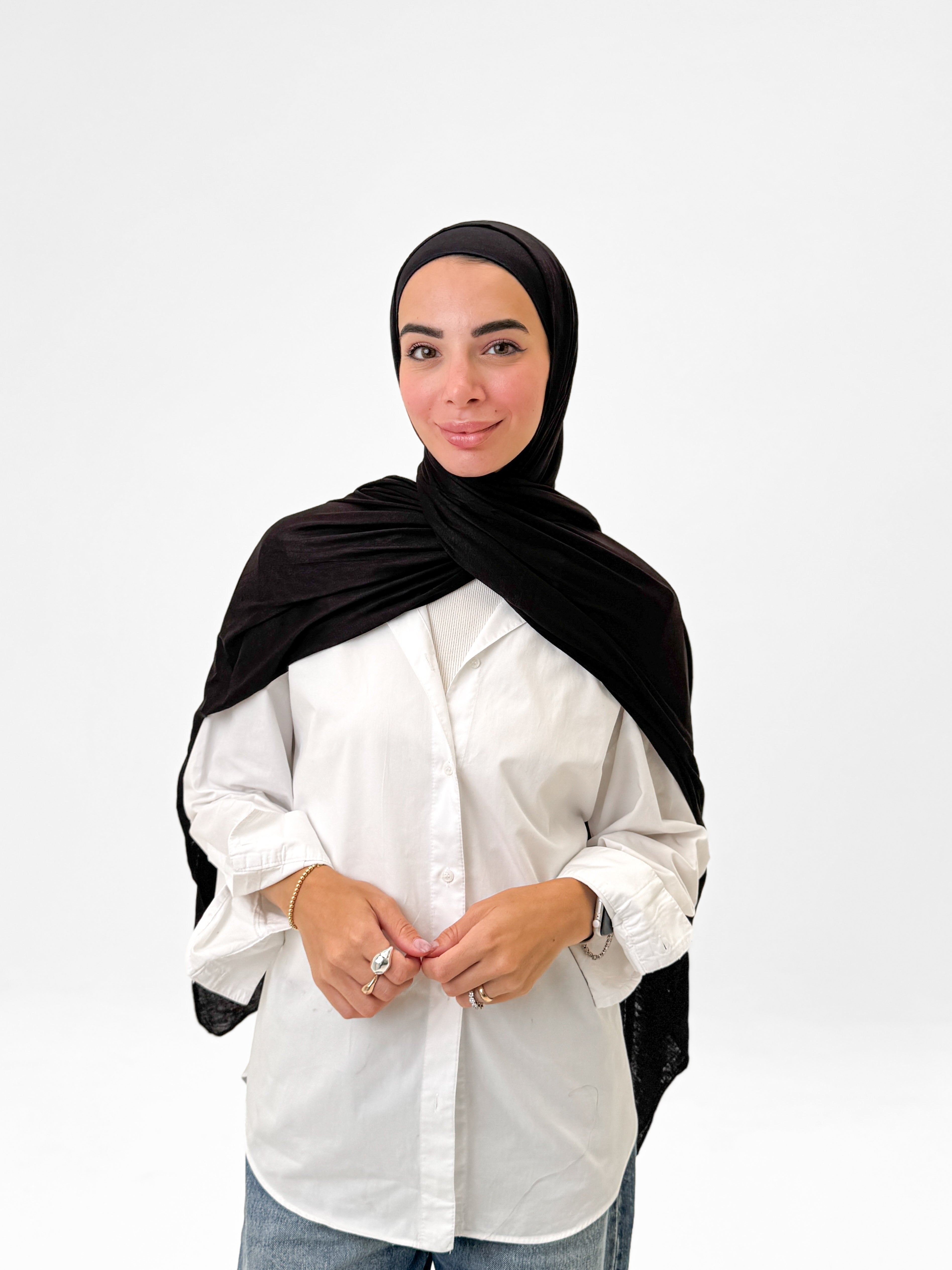 Comfort Lycra Scarf With Matching Cap - Black