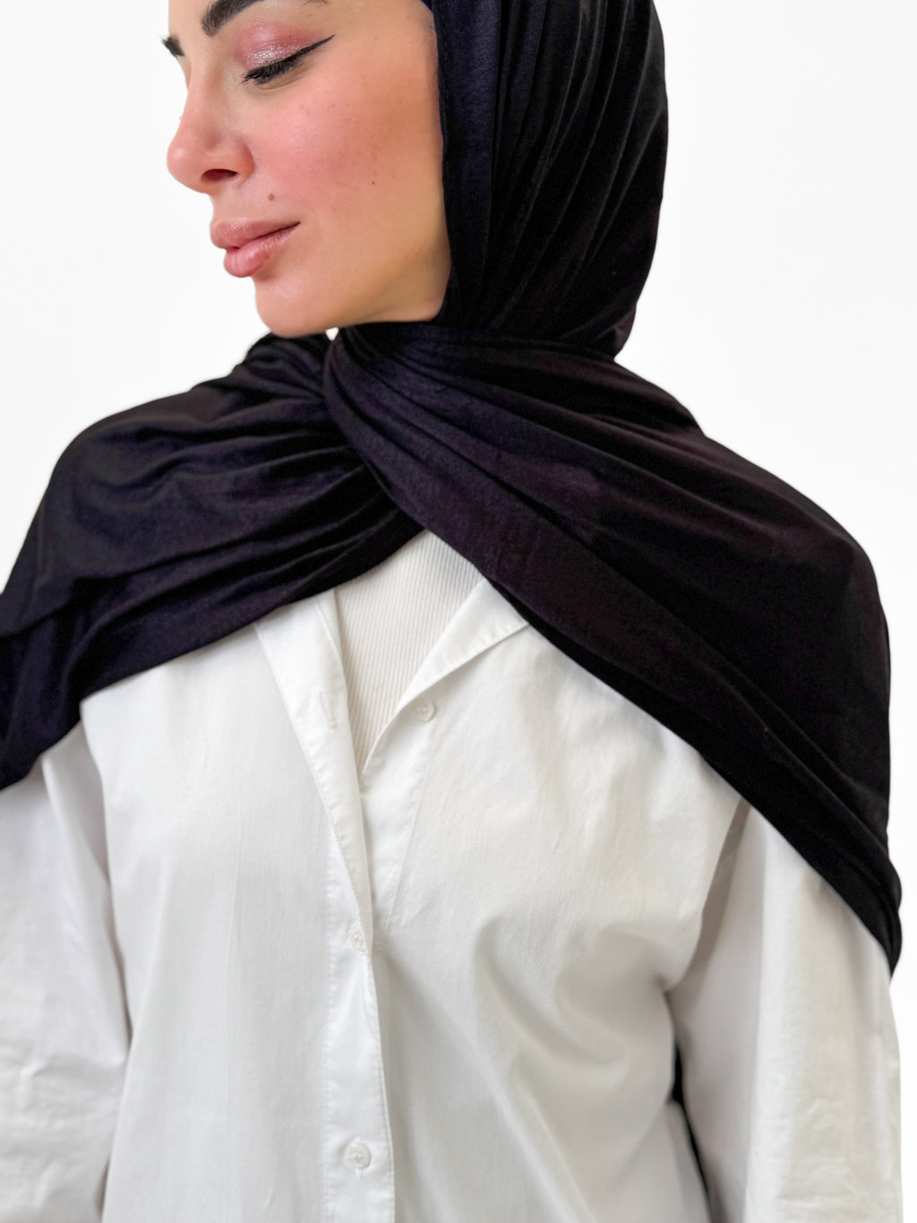 Comfort Lycra Scarf With Matching Cap - Black