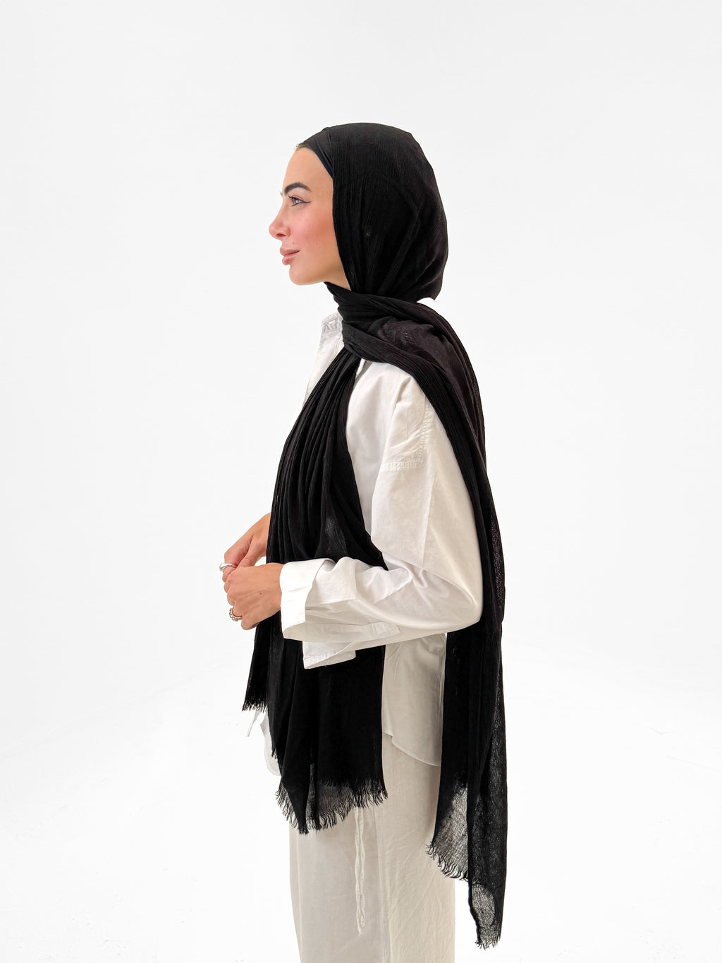 Plain linen scarf - Black