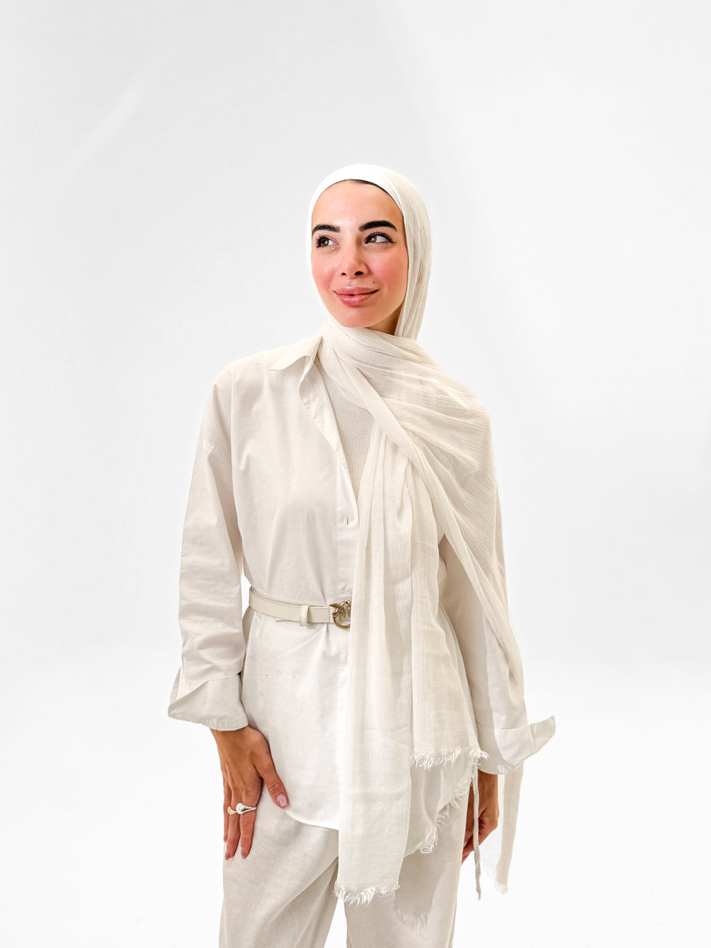 Plain linen scarf - Off white