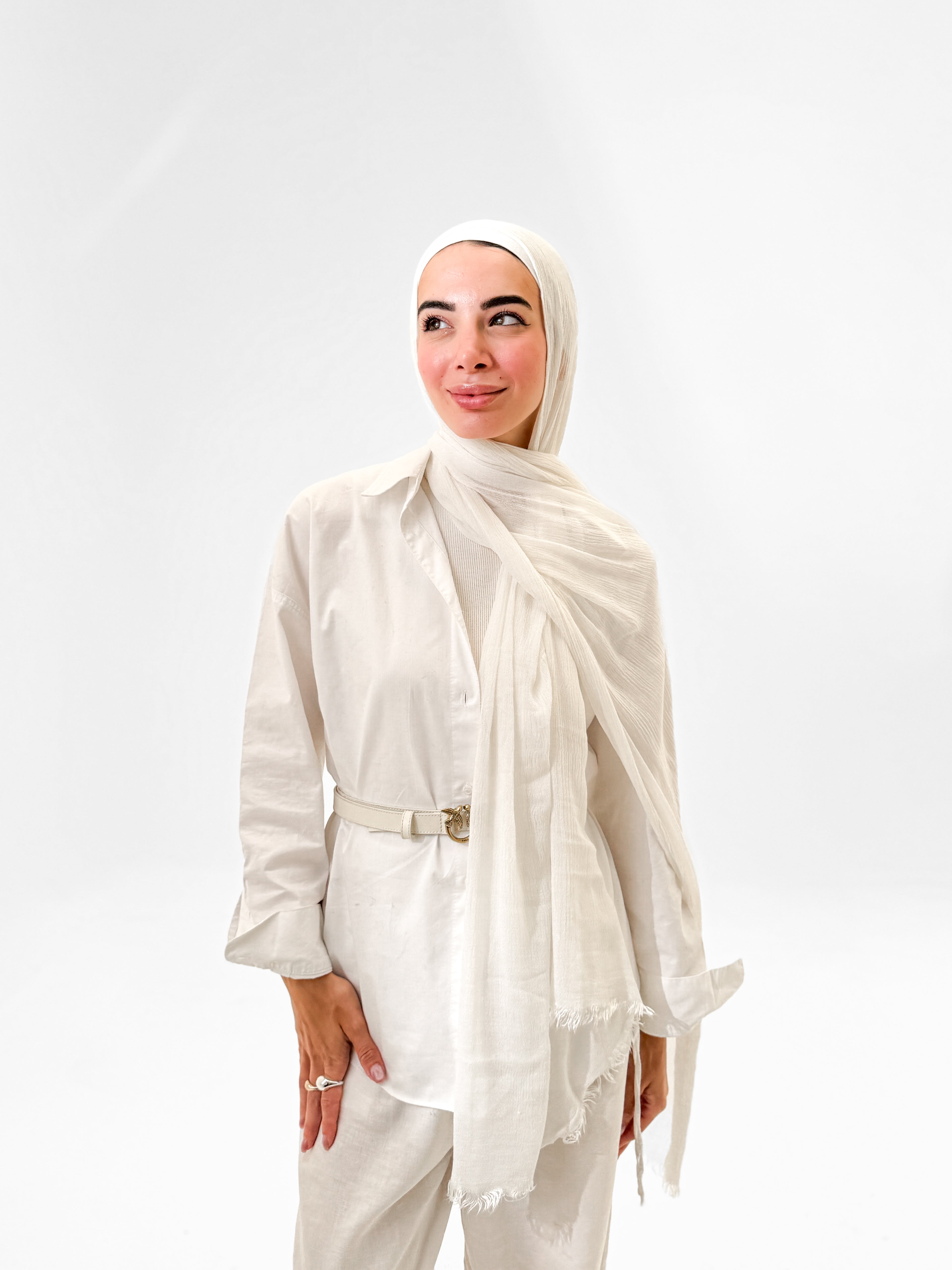 Plain linen scarf - Off white