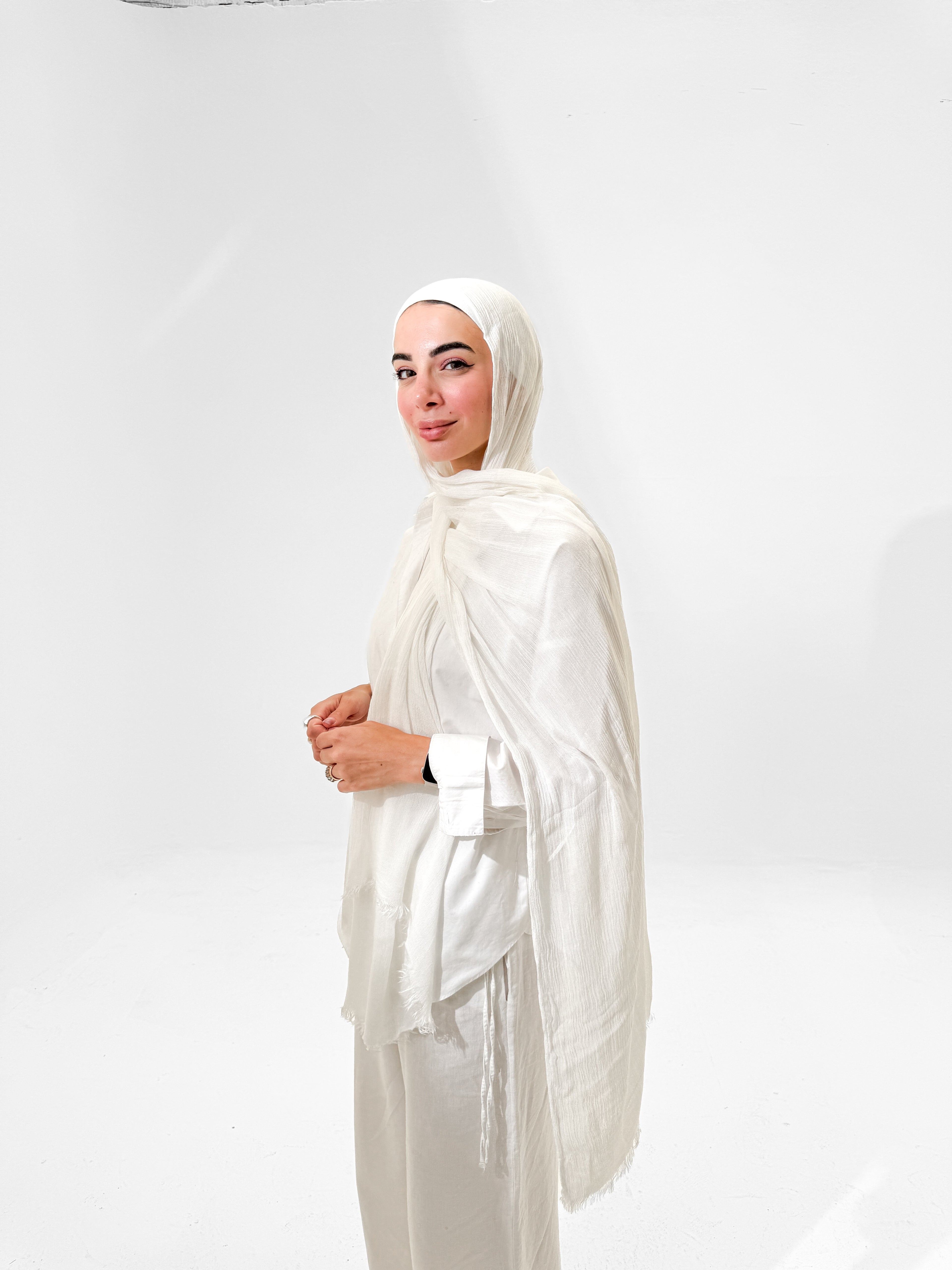 Plain linen scarf - Off white