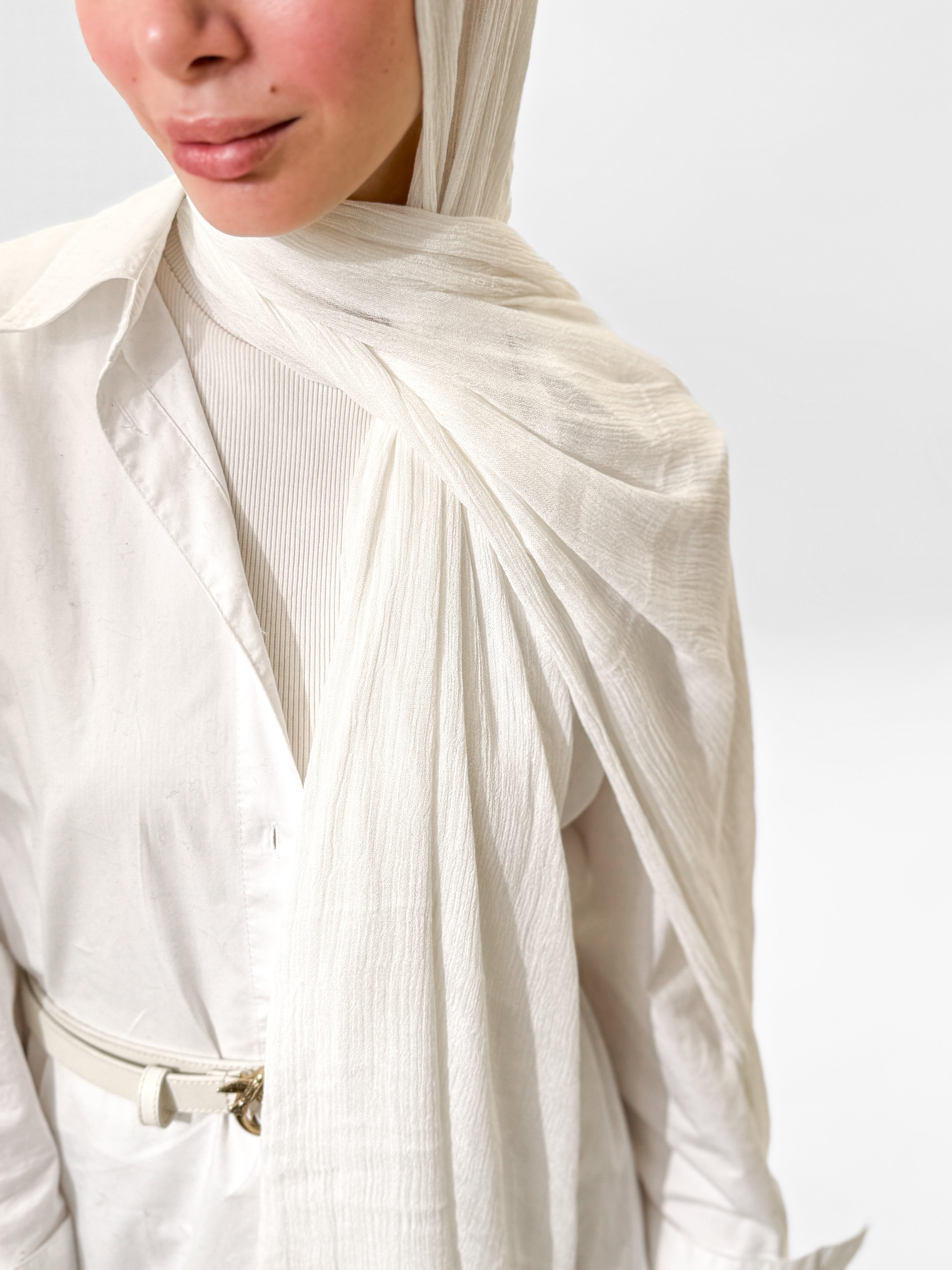 Plain linen scarf - Off white