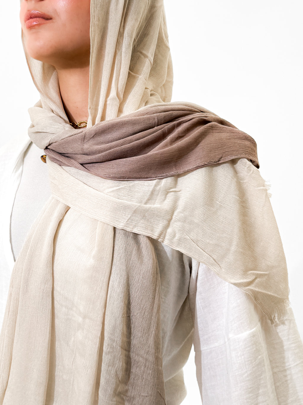 Gradient Linen scarf - Beige & Off white