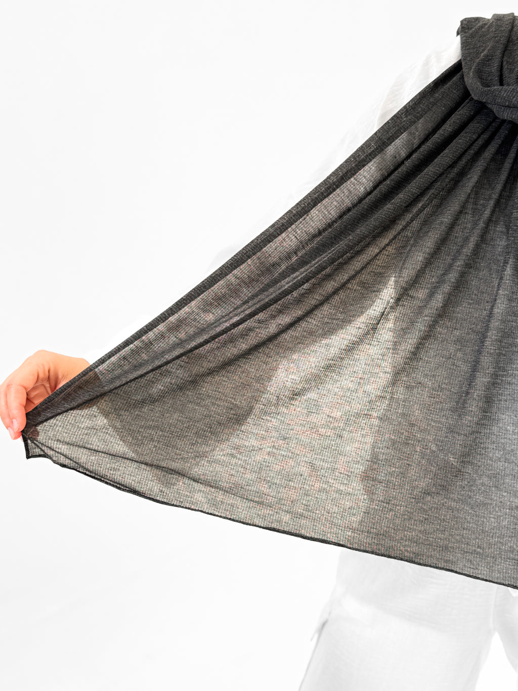 Black - Light Striped Cotton Scarf