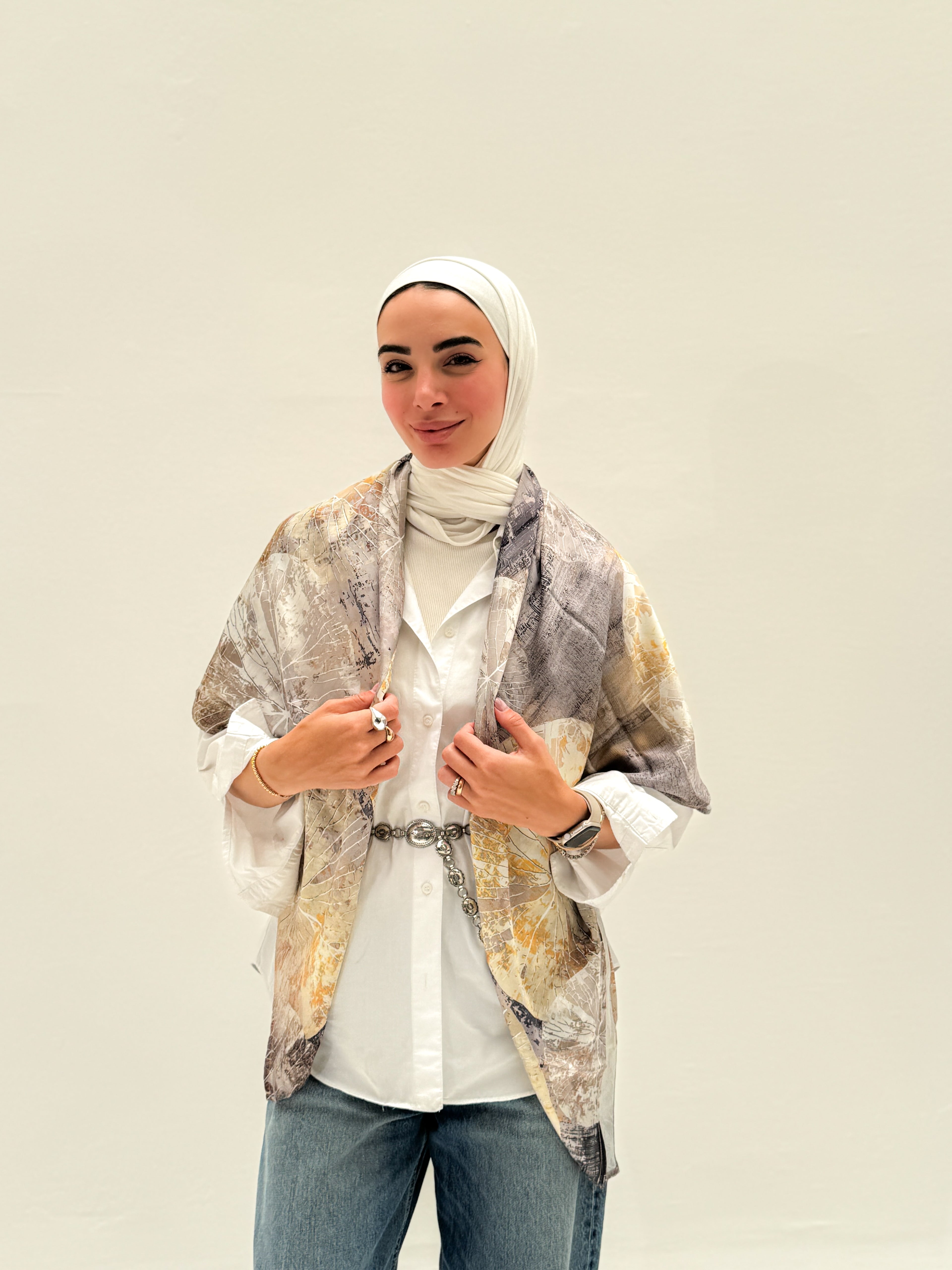 Square Satin Shal - GOLDEN ASH