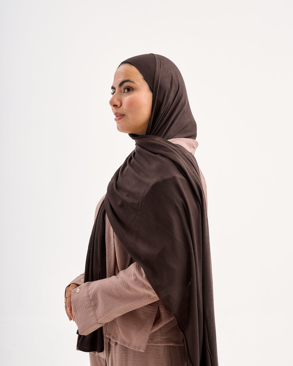 Light weaves lycra scarf - Dark Brown