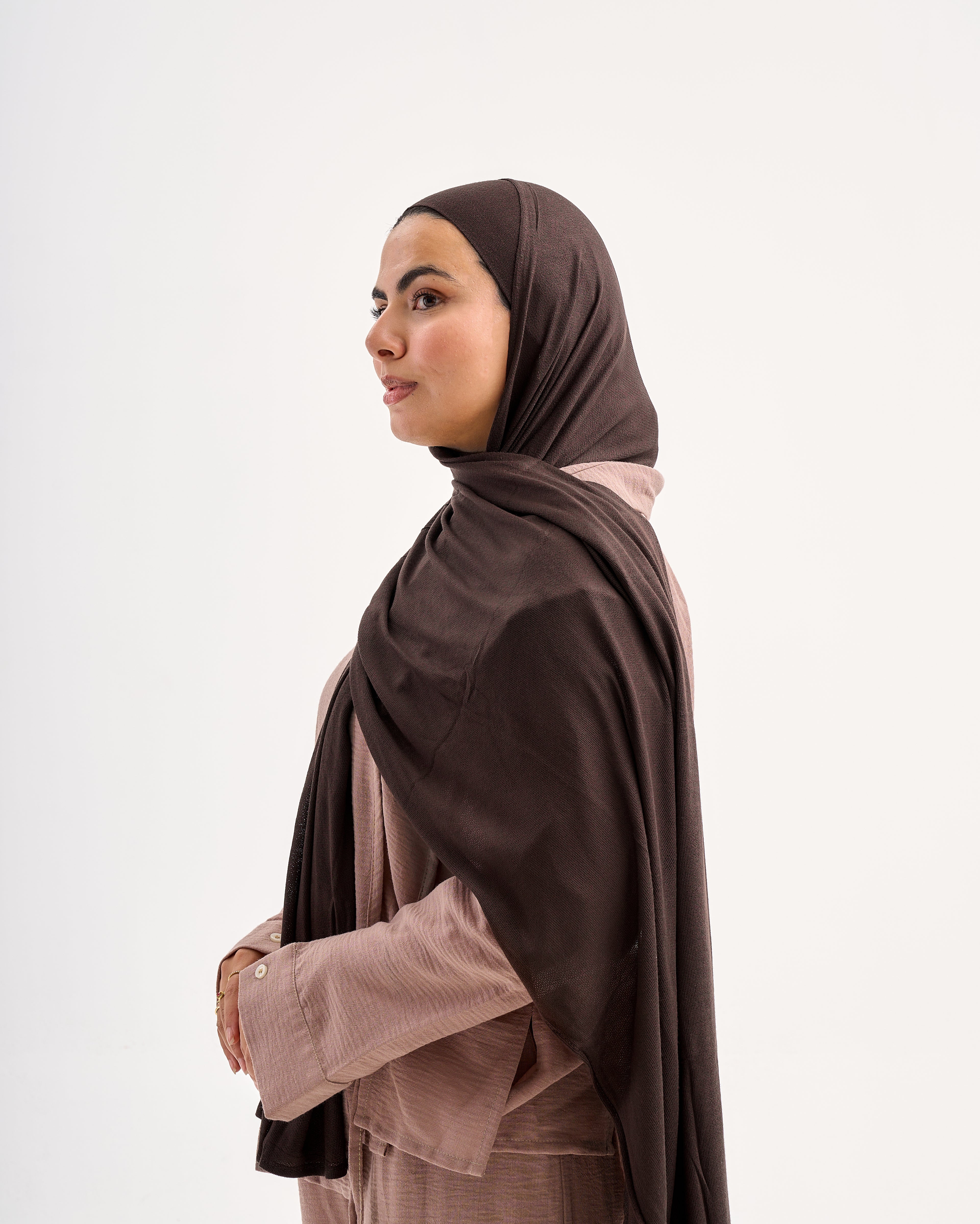 Light weaves lycra scarf - Dark Brown