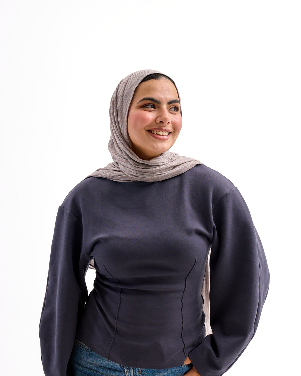 Light Grey- Light Striped Cotton Scarf