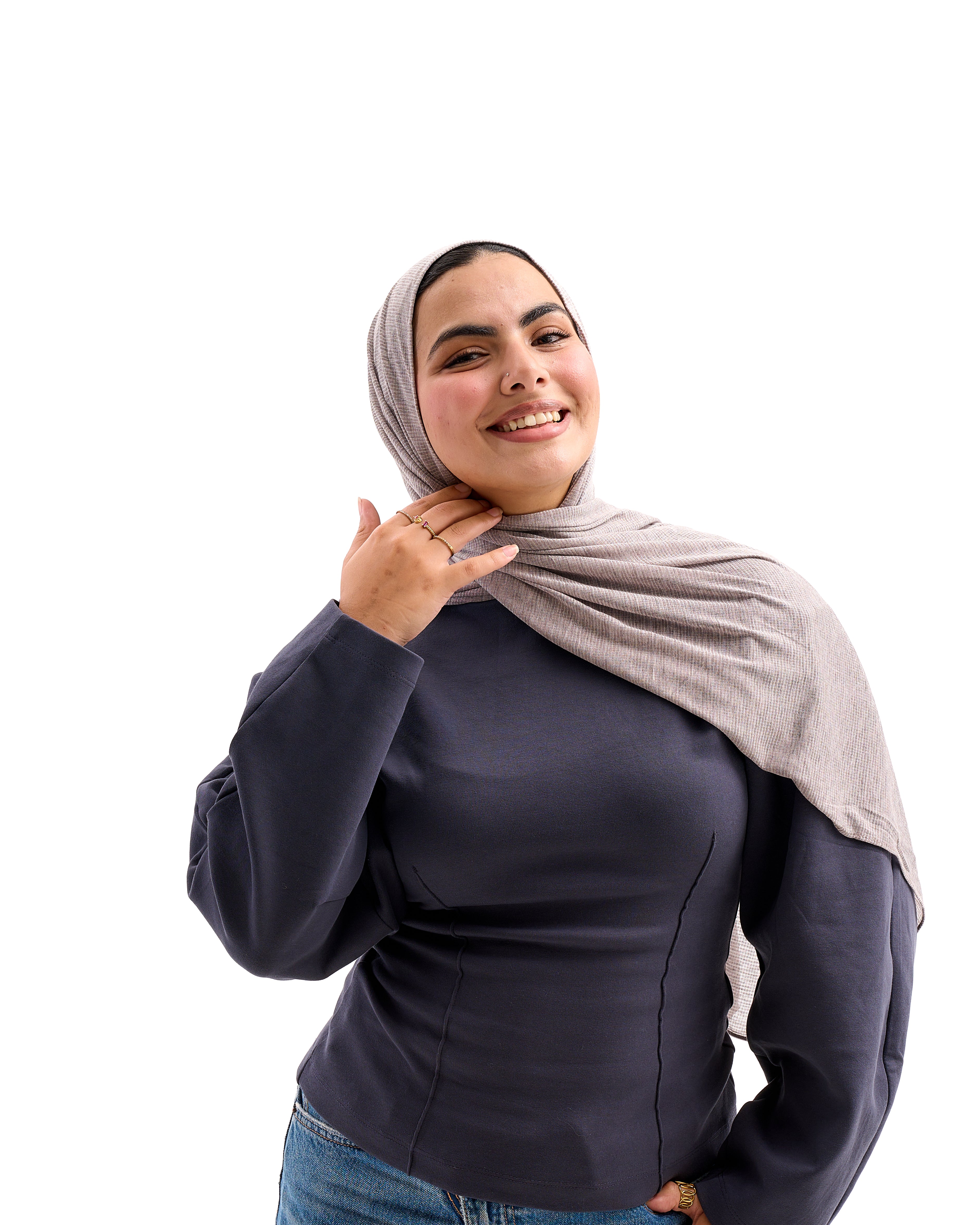 Light Grey- Light Striped Cotton Scarf