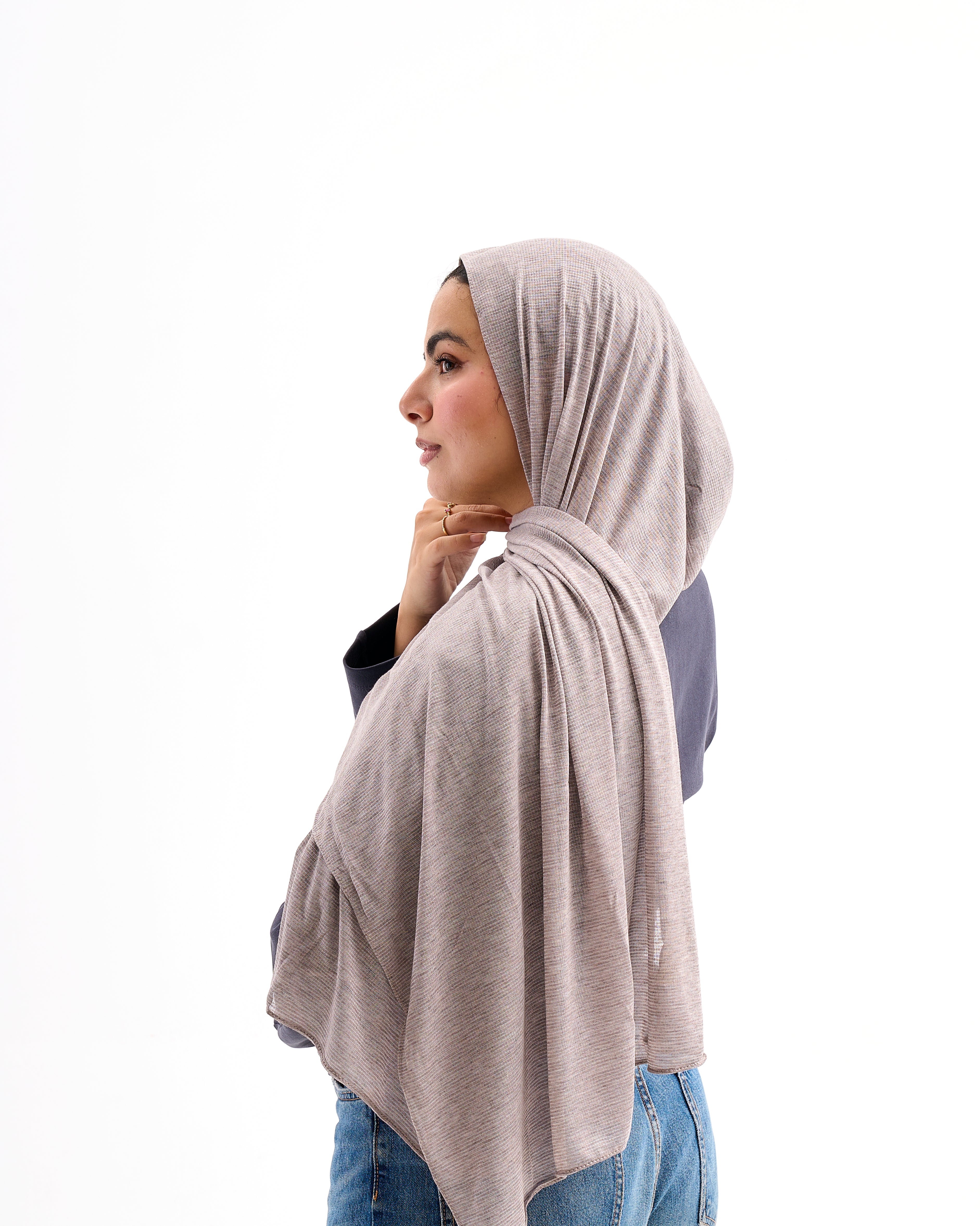 Light Grey- Light Striped Cotton Scarf