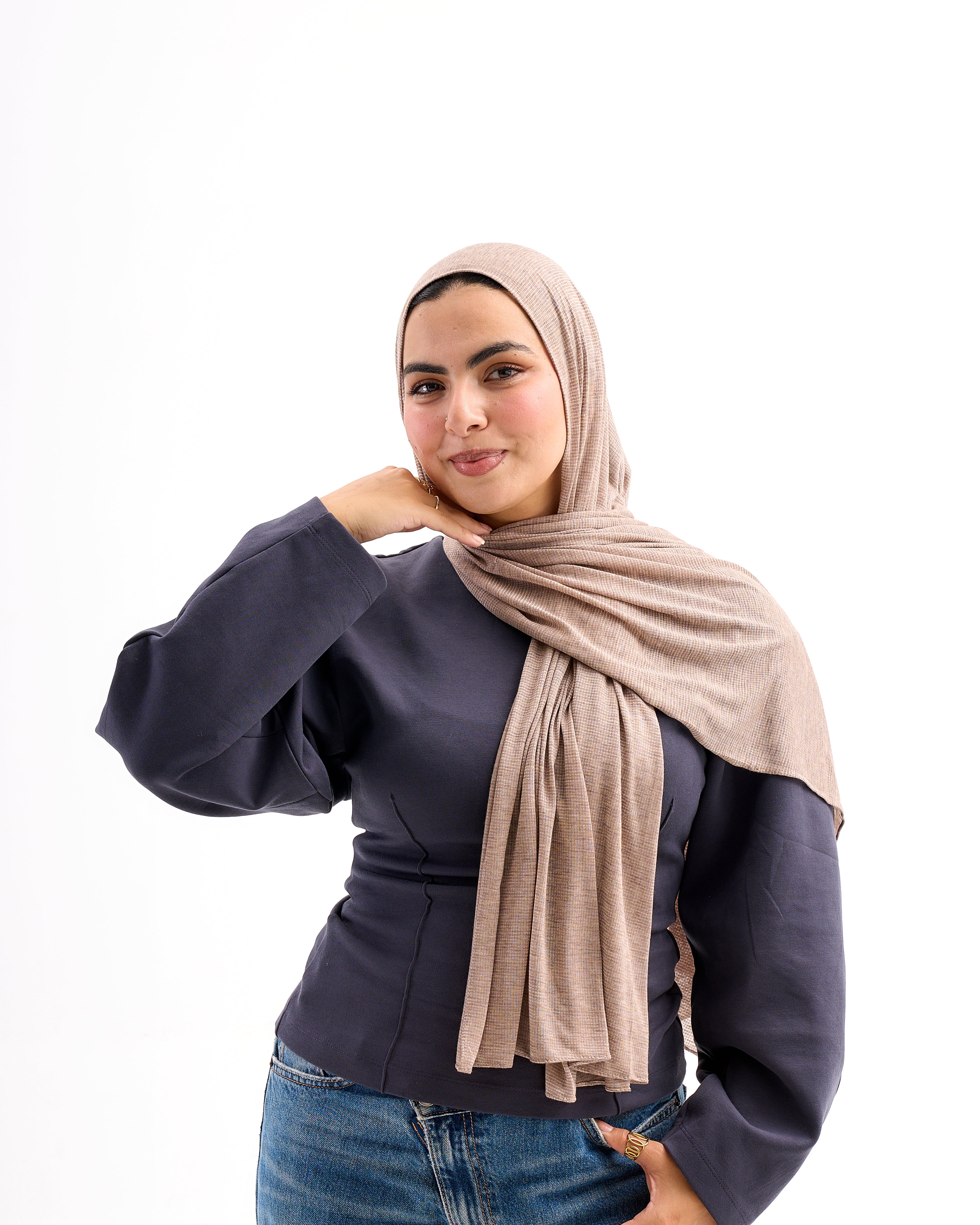 Cafe - Light Striped Cotton Scarf