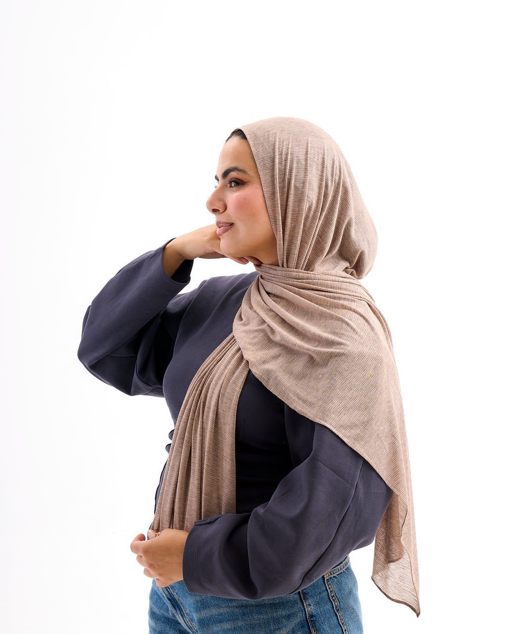 Cafe - Light Striped Cotton Scarf