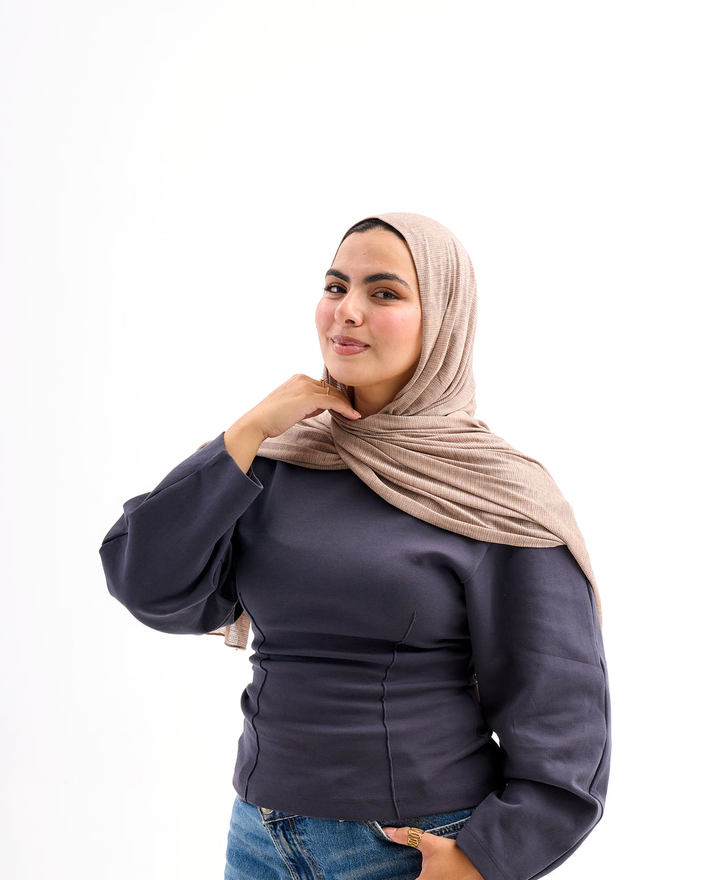 Cafe - Light Striped Cotton Scarf