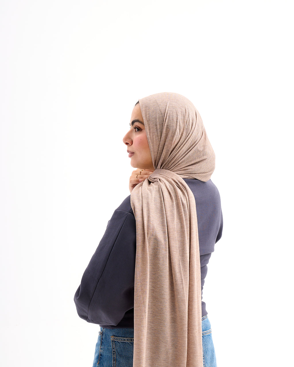 Cafe - Light Striped Cotton Scarf