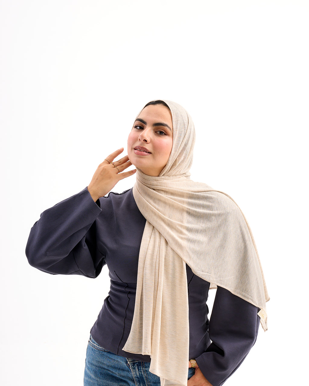 Offwhite - Light Striped Cotton Scarf