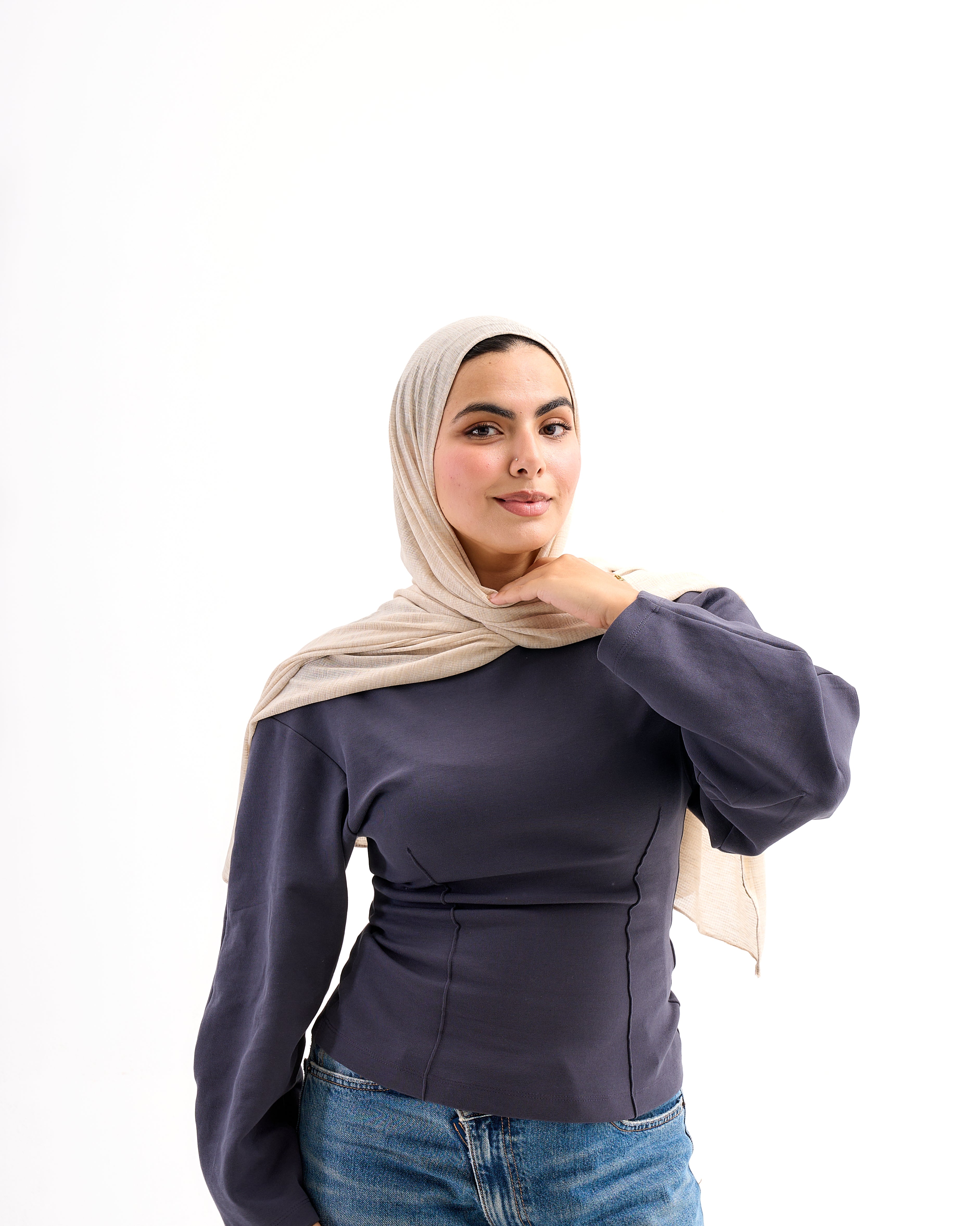 Offwhite - Light Striped Cotton Scarf