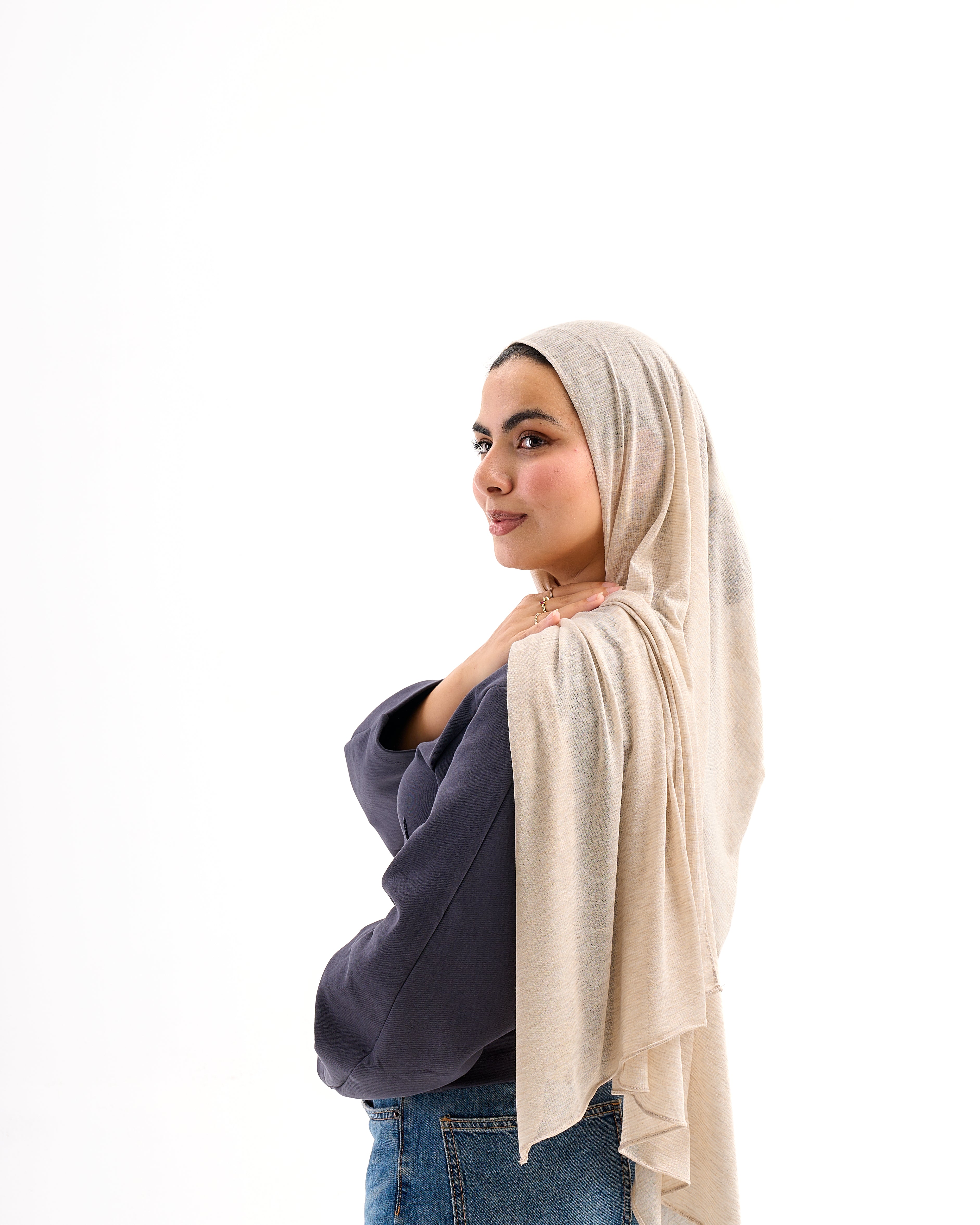 Offwhite - Light Striped Cotton Scarf