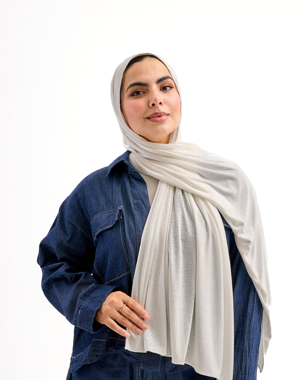 Serene Dual Stretch Scarf - Off white