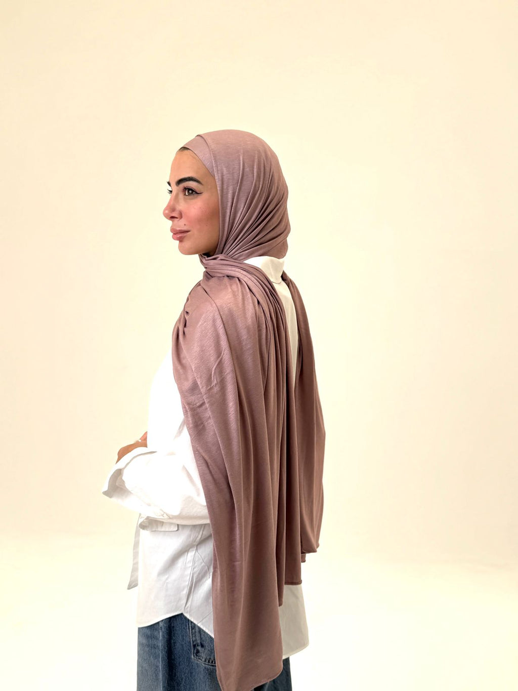 Comfort Lycra Scarf With  Matching Cap - Dusty Rose