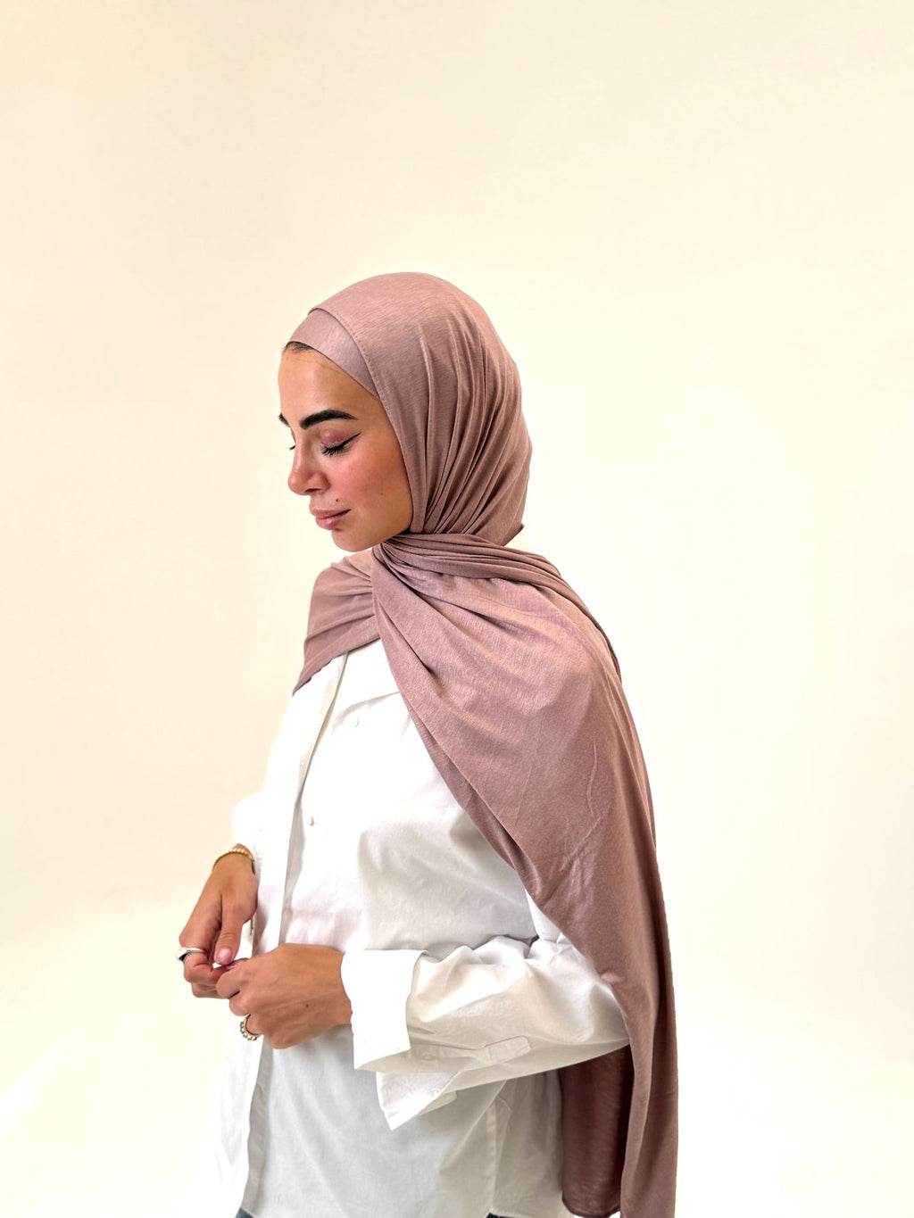 Comfort Lycra Scarf With  Matching Cap - Dusty Rose